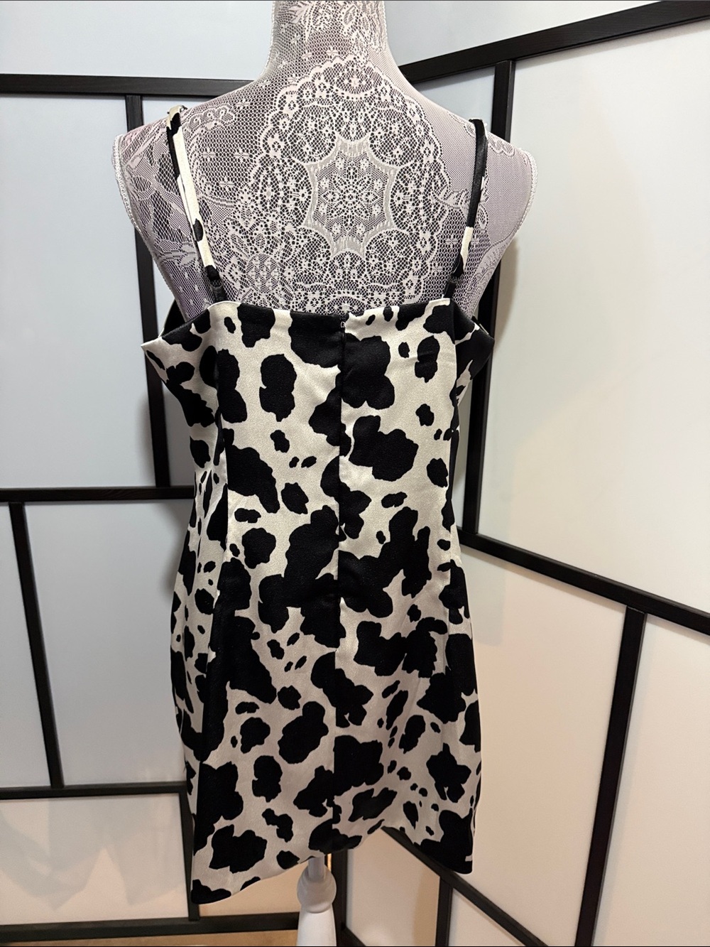 wild fable Black & White Cow Print Slip Mini Dress - Picture 3 of 5